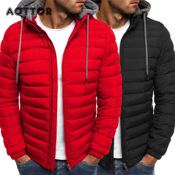 

2021 new men cotton parka brand jacket winter casual hooded coat mens thick down parkas fake pieces windbreaker outerwear 8ra3, Black
