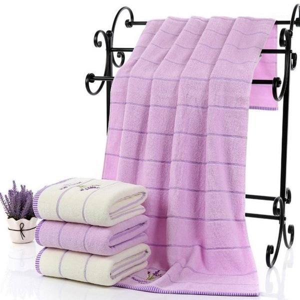 

purple lavender embroidered towels cotton large bath towel soft absorbent beach face towel set for women1