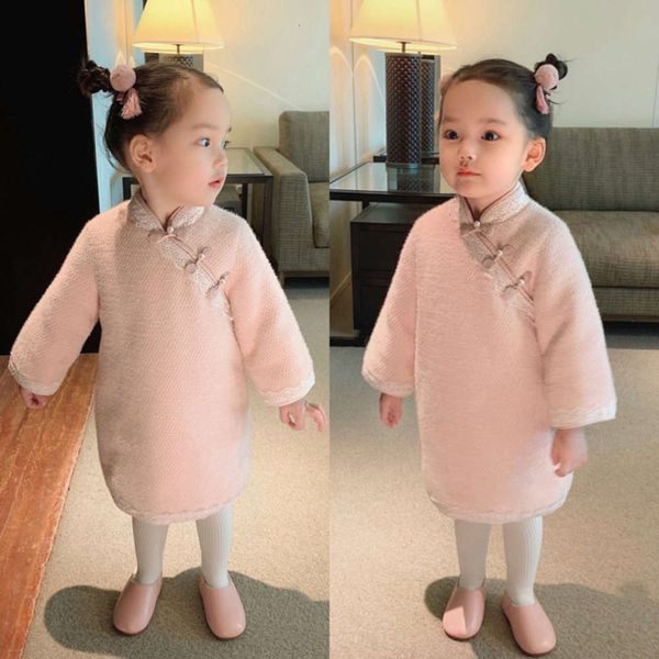 

foreign girls' new sle year's goods thickened cheongsam in winter, Red;yellow