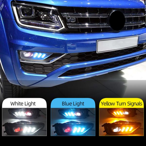 

2pcs front bumper light led fog lights with turn signal drl daytime running light for vw amarok 2016 2017 2018 2019