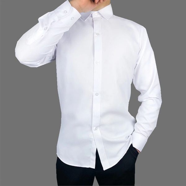 

autumn 2019 young men's white long sleeve business slim fit shirt professional men, White;black