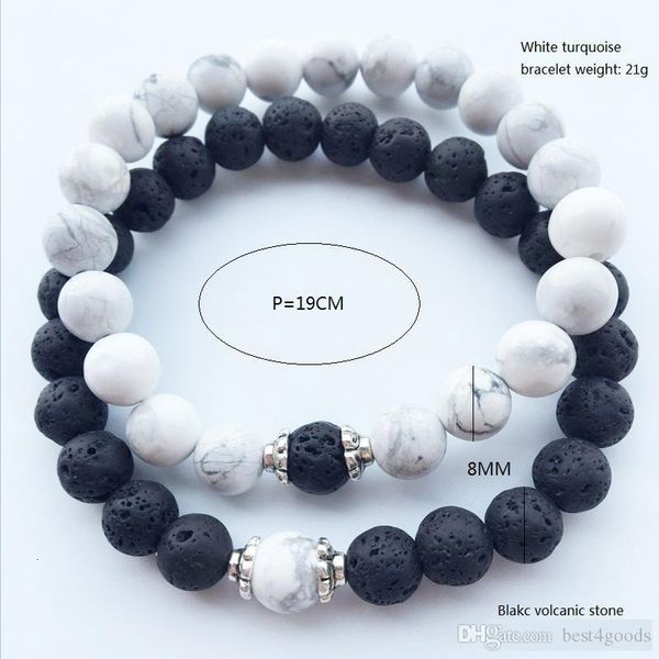 

new lava volcanic stone natural white turquoise bracelet wholesale handmade beads bracelets for men women jewelry1gy2, Black