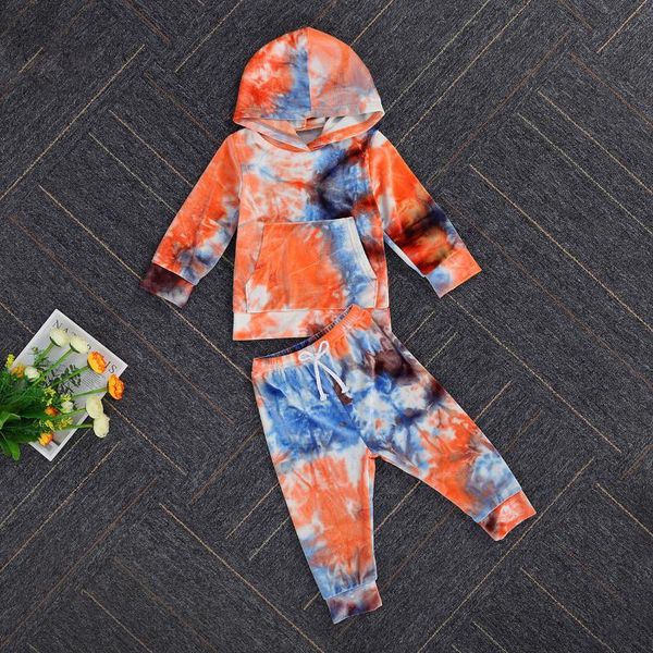 

clothing sets baby & children's 1-6y autumn infant girls boys tie-dye set hooded pullover + pants causal outfits, White