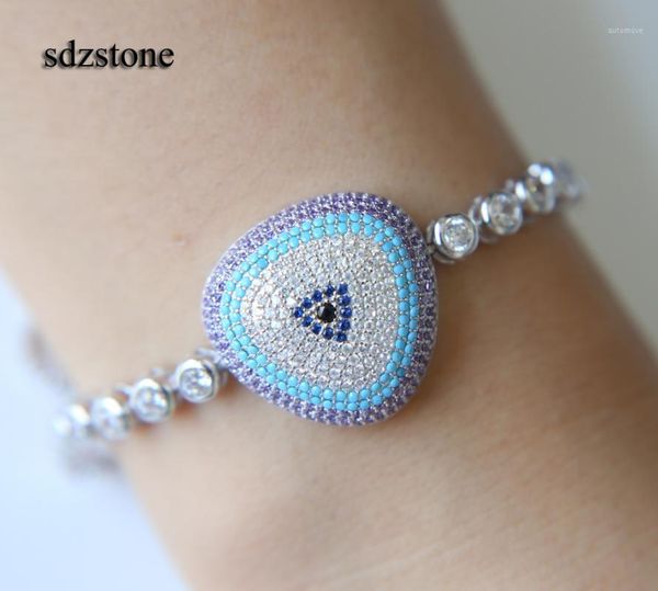 

factory promotion white purple turquoises stone romantic girlfriend gift lucky every day evil eye bracelet1, Black