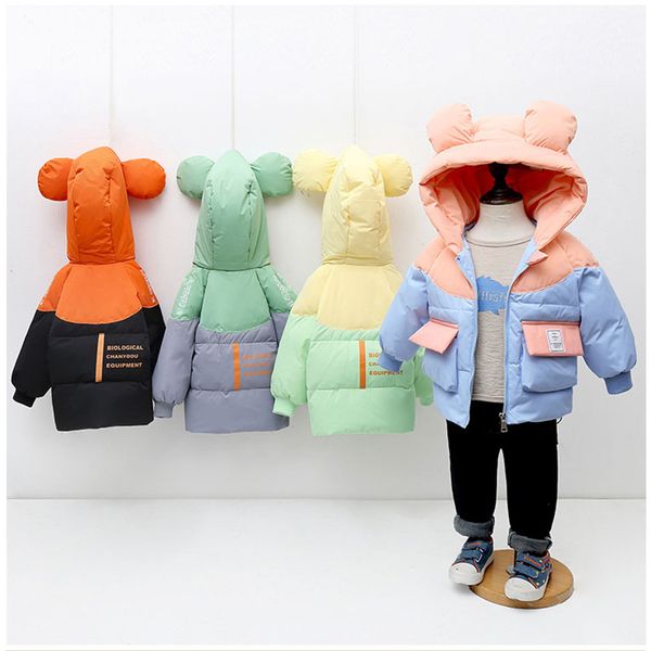 

children's down jacket thickened boy's autumn winter splicing coat, Blue;gray