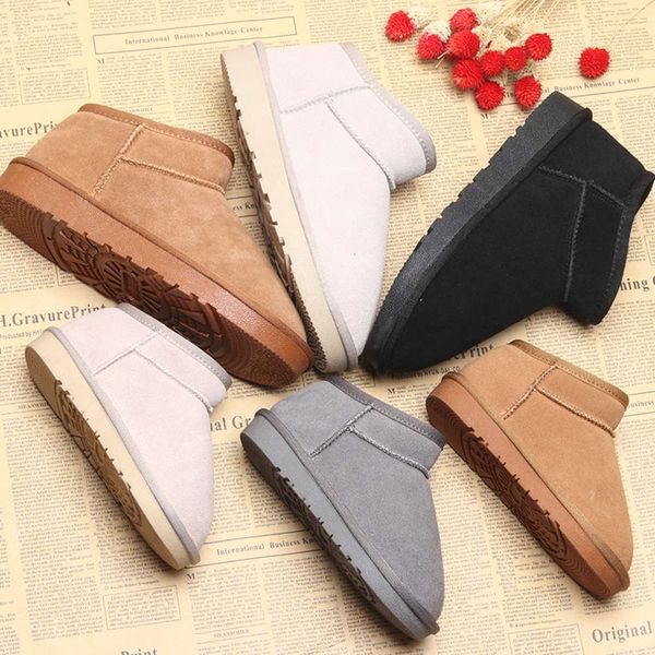 

winter fort rabbit leather snow boots parent child low tube cotton with plush one pedal boys' and girls' bread sho, Black;red