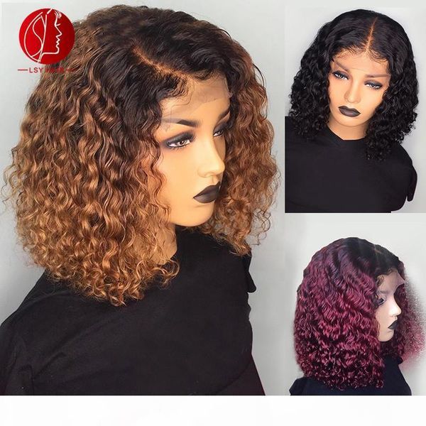 

130% density curly 360 lace frontal wig ombre brown red pre plucked with baby hair brazilian remy real human hair wigs(customized 5days, Black;brown