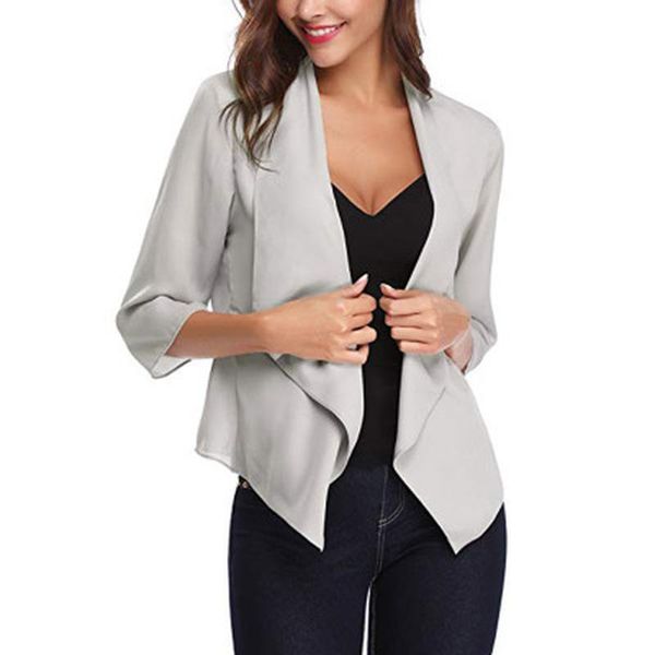 

women's jackets zogaa women solid coats 2021 brand chiffon thin short cardigan office lady light-weight breathable plus size s-5xl, Black;brown