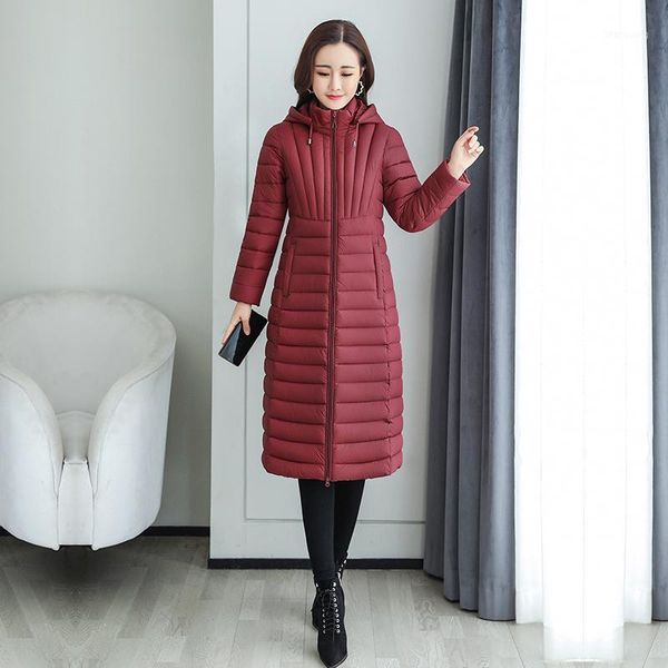 

women elegant office lady solid parka fashion slim long hooded parka winter jacket female casual1, Black