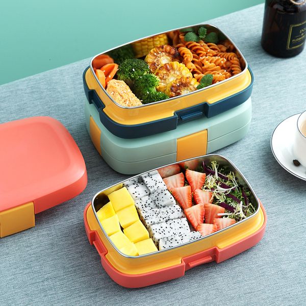 

304 rvs lunchbox insulated bento box portable single-compartment food container student office measurer foodbox