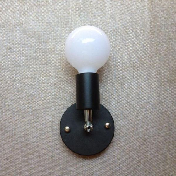 

loft iron single head wall lamp l bedroom bedside e27 lighting simple modern round living room wall light