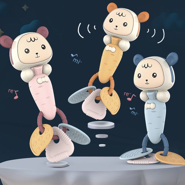 

baby puzzle teether rattle, baby tooth bite comfort toy, sound and light tooth bite rhythm stick 0-1 years old