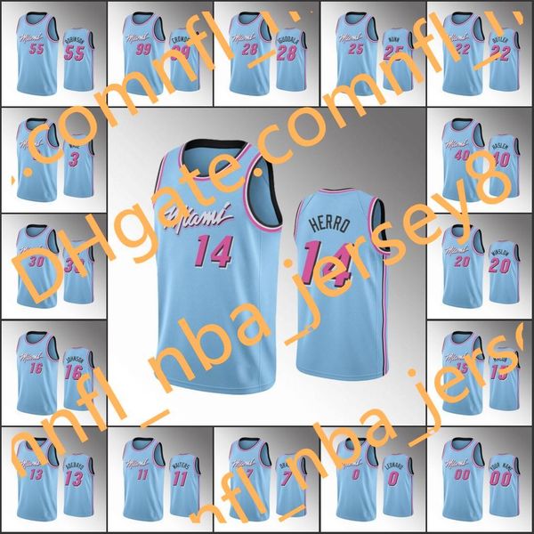

майами nba высокая температура men tyler herro jimmy butler kendrick nunn dwyane wade duncan robinson blue 2020 vicewave custom jersey, Black;red