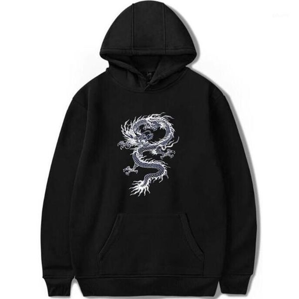 

hoodies men's 2020 chinese dragon print hoodie street casual hip hop sweatshirts men high-end brand hoody plus size coat jacket1, Black