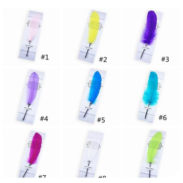 

fashion feather quill ballpoint pen 14colors ballpoint pens for wedding gift office school jlliqv home003, Blue;orange