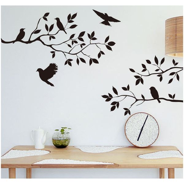 

птица ветви стены наклейки деревьев листьев декоративный винил для детского декора дома наклейки гостиной на стенах аксессуары d4 bbytmw
