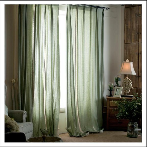 

bay window finished curtains simple and beautiful living room bedroom modern rural small fresh american country cotton linen style curtain