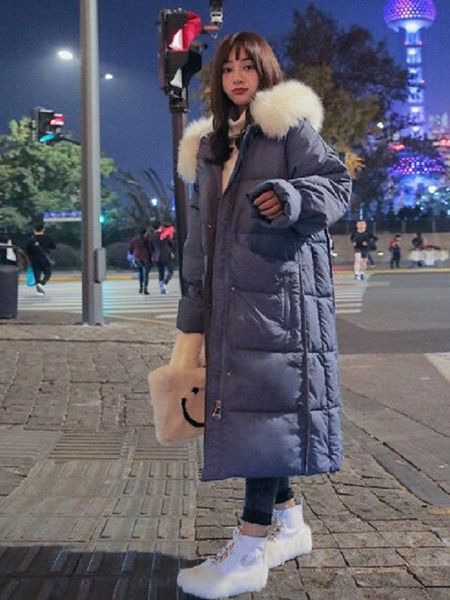 

new women's winter coat fashions 2021 mid-length padded with thick fur collar and warm female jacket tyjtjy 775u, Black