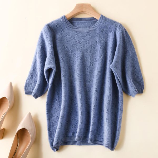 

2021 soft new lungs for women's 100% wool malha shirts ladies 3 half-mango oneck jumpers clothes lvho, White;black