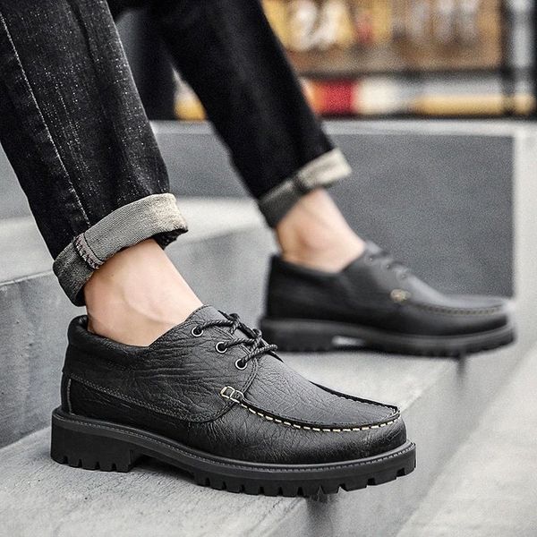 

Mens Shoes Fashion England Trend Casual Shoes lace up Oxford Brand genuine Leather Dress Men Business flats Zapatos Hombre #Br89