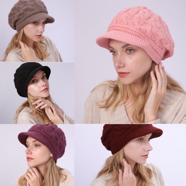 

7esq double flowers beret hat korean women beanie trilby cap floral french female wool soft stewardess hats caps for shipping, Blue;gray