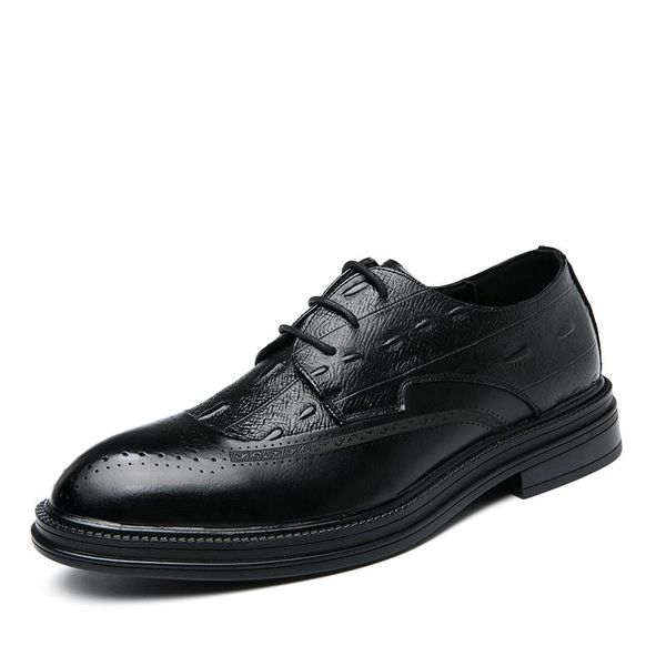 

dress shoes fashion business men classic leather men's suits slip on oxfords size39-44, Black