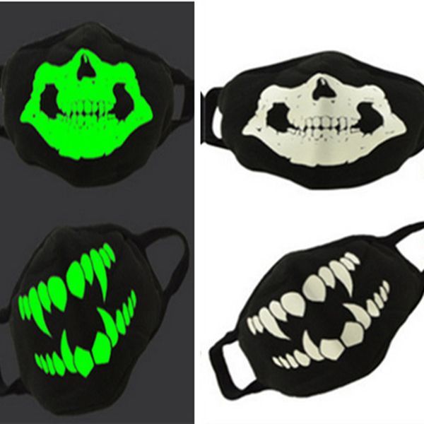 

luminous halloween party masks night scary skeleton light in dark cover dustproof skull half face mask 16 color d
