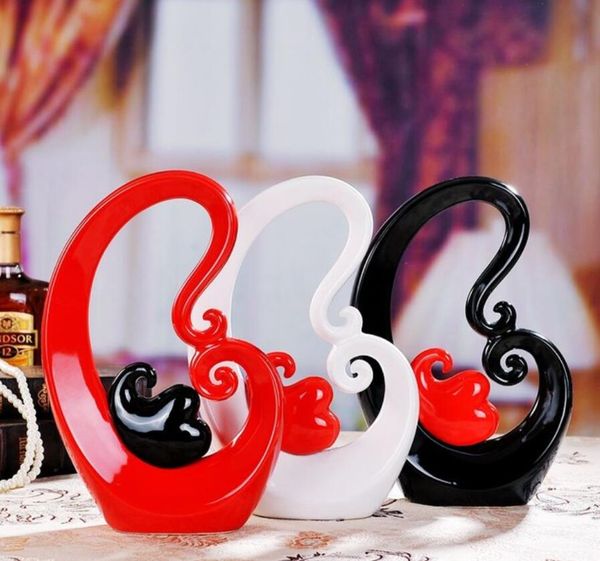 

ceramic lovers home decor crafts room decoration ceramic heart and heart ornament porcelain figurines wedding decorations