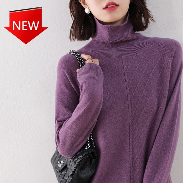 

sweater autumn winter loose soft knitted large size jumpes high-end cashmere turtleneck women casual long knees dresses h1211, White;black