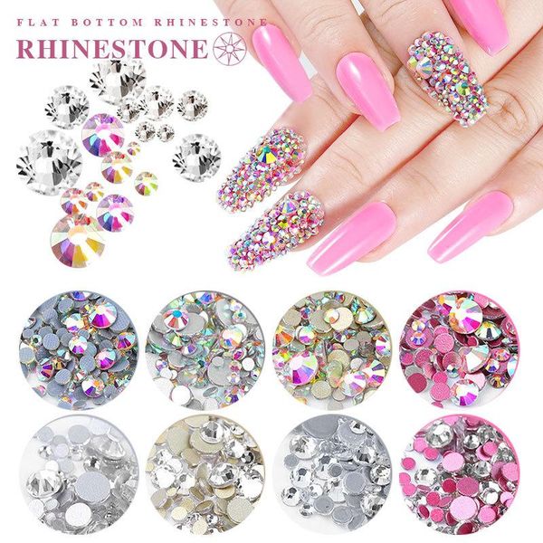 

nail art decorations 1440pcs/pack mixed size rhinestones diamond glass flatback rhinestone ab glitter gems for diy nails, Silver;gold