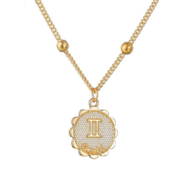 

constellation 12 pendant zodiac sign necklaces gold retro chains for men jewelry women necklace drop ship