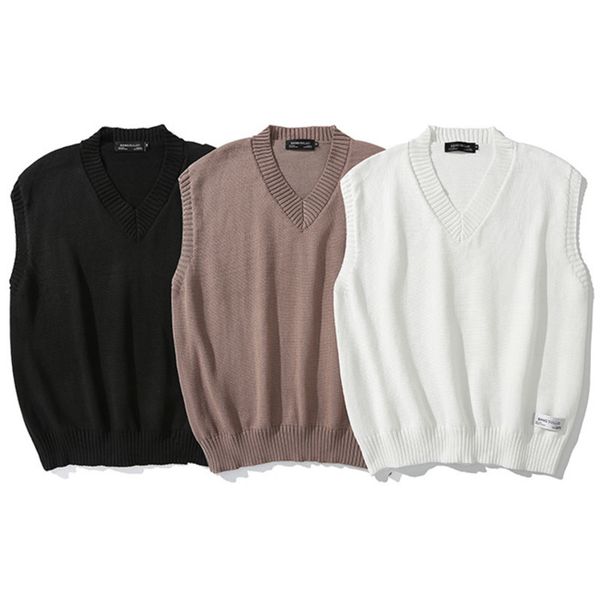 

2021 new sleeveless male sweater autumn color brown jacket black man mg1u, White;black