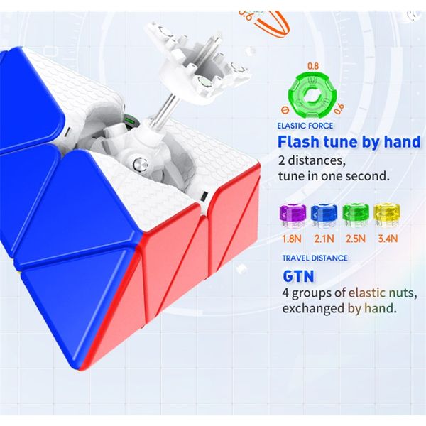 

new gan pyramid magnetic 3x3x3 pyramid cube stickerless enhanced core positioning magnets triangle speed gan cube toys for kids bbyvep, Black;red