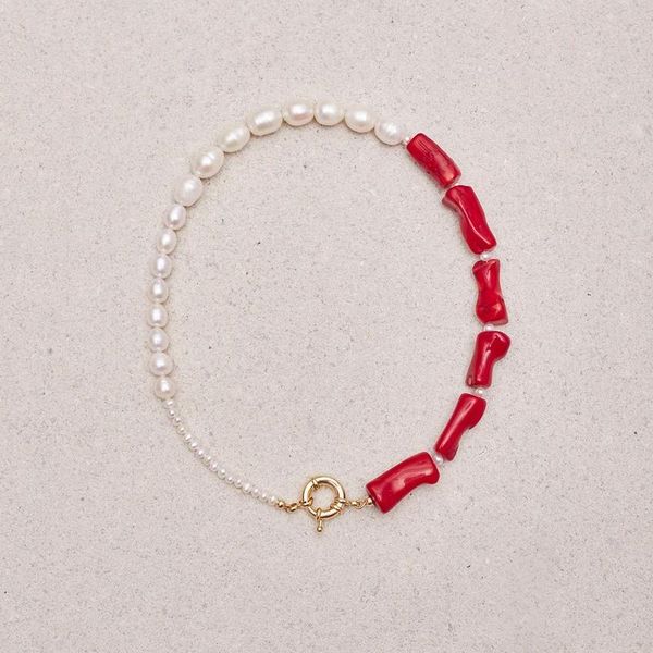 

chokers creative stitching asymmetric neck accessories freshwater pearl natural coral beaded necklace 2021 trend exaggerated jewelry, Golden;silver