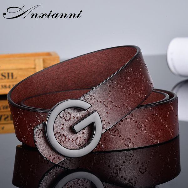 

belts g smooth luxury buckle belt cowhide genuine designer fashion vintage male women strap c0926, Black;brown