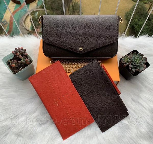 

fashion shoulder bag women female chain strap messenger ladies pu leather bags purse 3pcs/sets with box dust bag