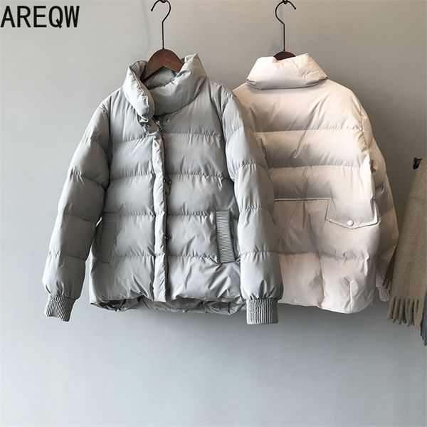 

autumn winter new thickened warm cotton parkas jackets and coats female korean loose neck cotton jackets female 201214, Black