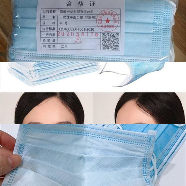 

face face mask 3 blue disposable fashion mask layer ear-loop dust mouth masks cover 3-ply soft 8nbh8nbh xutx