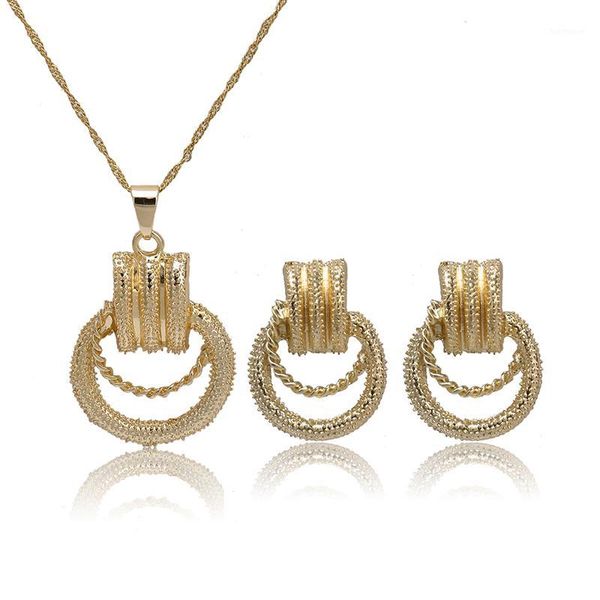 

wholesale brand 2020 gold pendant necklaces & earrings jewelry sets for women/teenage girls gold round ball jewelry party gifts1, Silver
