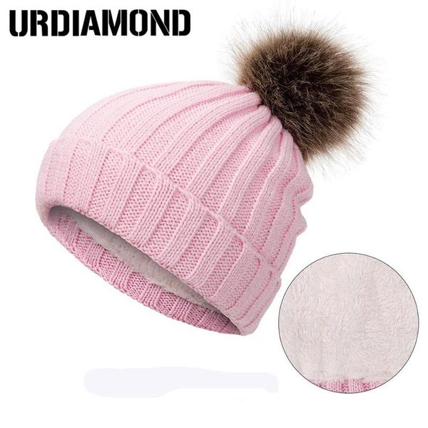 

beanie/skull caps urdiamond 2021 winter women's hat thicken warm pompoms thick hats for women grils knitted beanies skullies, Blue;gray