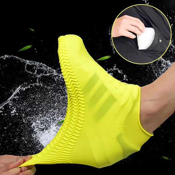 

reusable waterproof silicone shoes cover rainproof boots non-slip overshoes thick wear-resistant portable outdoor rain useful yl0202