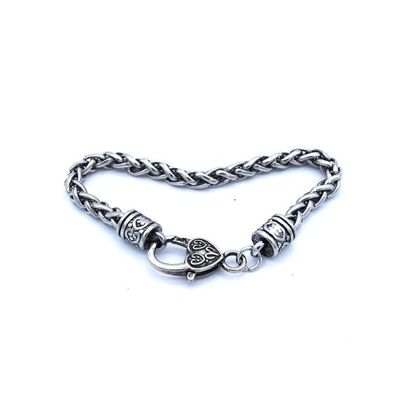 

hip-hop style, european and american fashion, retro tide brand titanium steel personality male standing punk simple and versatile bracelet, Black