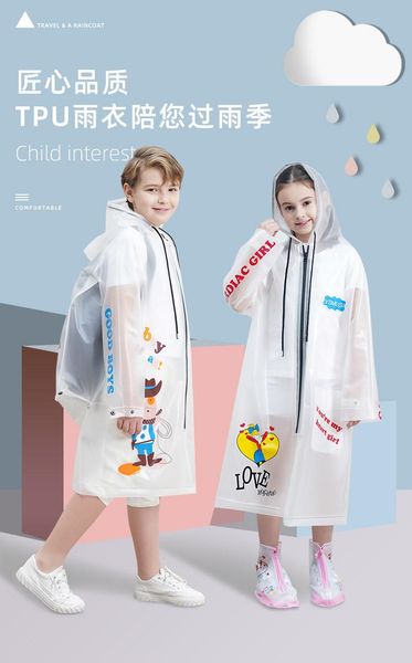 

raincoats kids waterproof raincoat transparent cover reusable poncho backpack wet weather gear veste pluie eb50yy