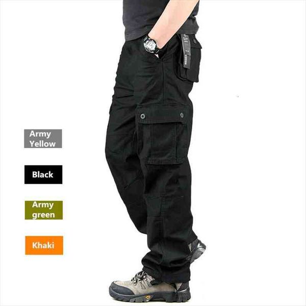

multi pocket military tactical cargo pants men spring autumn combat army military pants joggers cotton man trousers, Black
