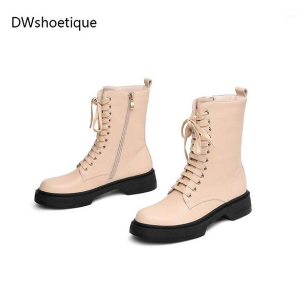 

boots winter lace up women chunky heel leather ankle boots1, Black