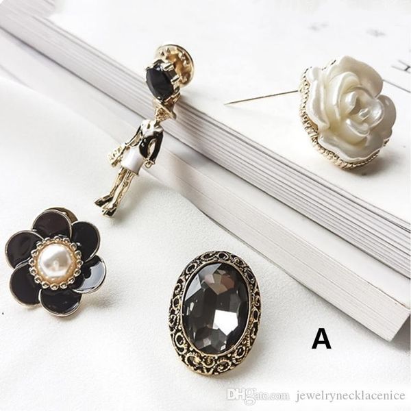 

fashion women pins brooches sets gold plated crystal pearl pins for party wedding nice gift for friend, Gray