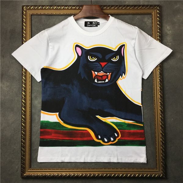 

men's 100% cotton 3d color pattern print round neckline wv21, White;black