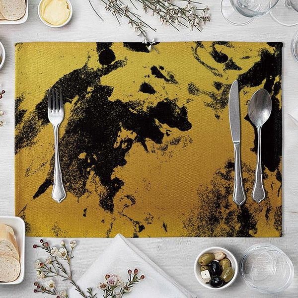 

геометрический мраморный распечаганный кухня золотой черный белый плацмат обеденный стол коврик коврик коврик хлопок белье чашки кубок маты