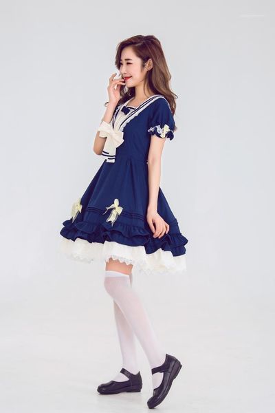 

lolita dress * rhine of sails x summer day navy college style daily life cos princess skirt1, Black;red