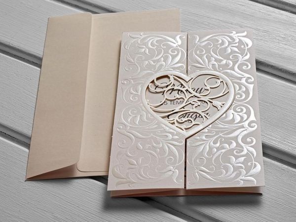 

greeting cards 50pcs laser cut wedding invitations elegant bridal shower gift card kits kod:105251